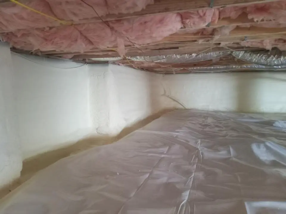 Crawl space encapsulation with closed-cell spray foam for Attic Insulation in Stratham